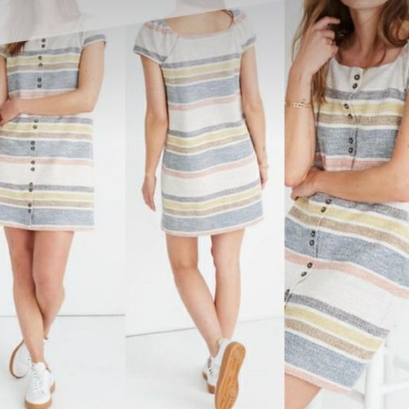 Madewell Texture and Thread Multicolor Cotton Cap Sleeve Mini Dress S - Picture 1 of 11